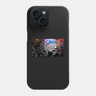 Detail of coloured Raindrops on black granite in Times Square, Midtown Manhattan, at night. New York City, USA Phone Case