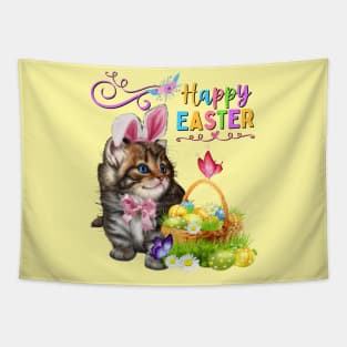 Happy Easter Kitten Tapestry