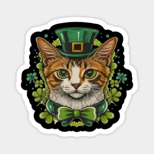 St Patricks Day Cat For Men Women Kids Celebration Cool Magnet