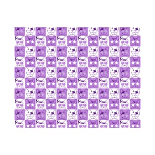 Frenchies with Glasses Pattern Purple T-Shirt