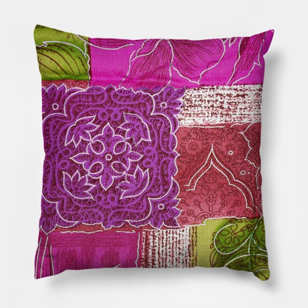 Bright Colorful Patch Abstract Tapestry Pattern Art Print Pattern Design Pillow by Pattern Plans