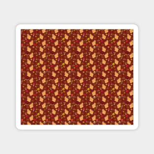 Red Brown Autumn Leaf Pattern Magnet