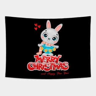 Cute Cartoon Rabbit Christmas T Shirt Tapestry