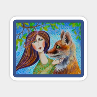 She Has a Fox Soul Watercolor Illustration Magnet