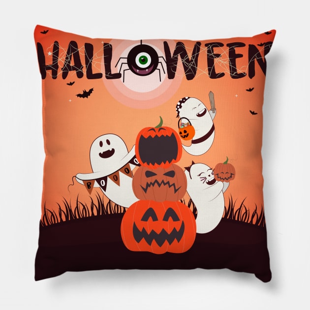 Halloween tshirt Pillow by HarlinDesign