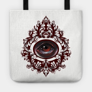 Pop Surrealism Baroque Eye Study Red Frame Tote