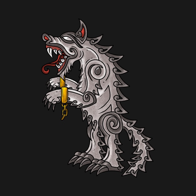 Ruler of the Nordic Seas: Viking Fenrir Monster Wolf Design by Holymayo Tee