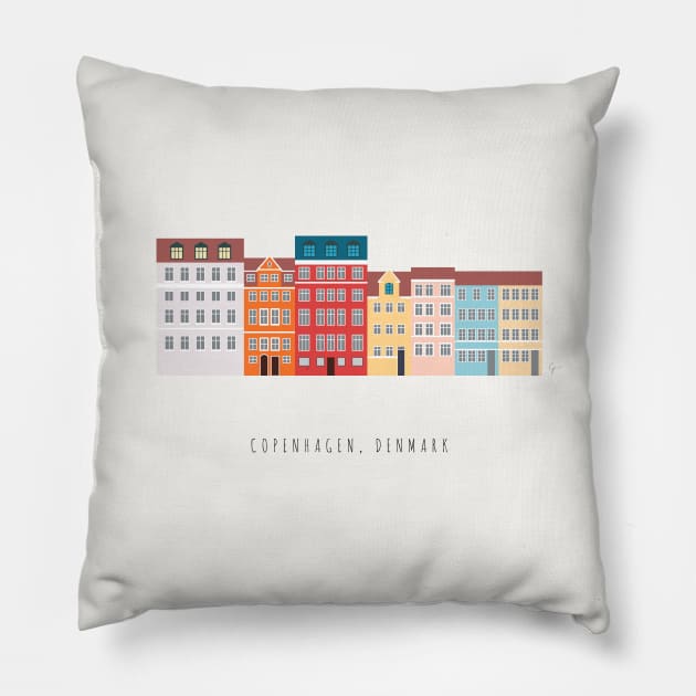 Nyhavn 2, Copenhagen, Denmark - South Pillow by lymancreativeco