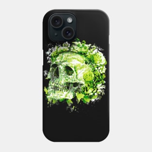 Floral skull, green and roses, skull flowers colorfull Phone Case