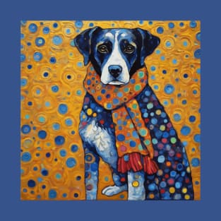 Gustav Klimt Style Dog with Red Scarf T-Shirt