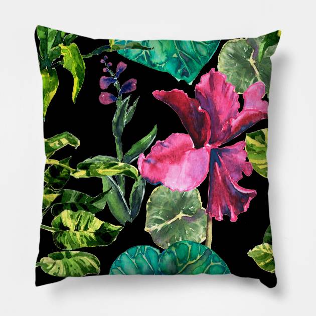 Seamless tropical flower Pillow by Olga Berlet