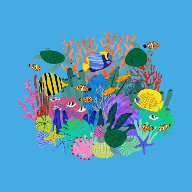 Coral Reef - multicoloured Sealife pattern by Cecca Designs by Cecca