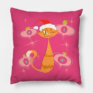 Orange Cat with Pink Ornaments Pillow