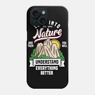 look into nature typography with mountains Phone Case