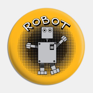 Robot Text Dark Patterned Background Pin