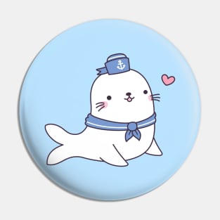 Cute White Seal Sailor Crew Pin