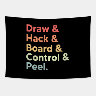 Curling meme draw hack board control peel retro curling Tapestry