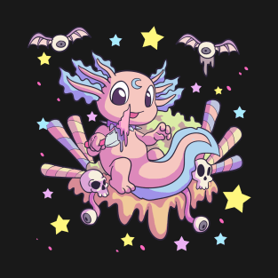 Pastel Goth Cute Creepy Axolotl Gothic Kawaii Menhera Wiccan T-Shirt