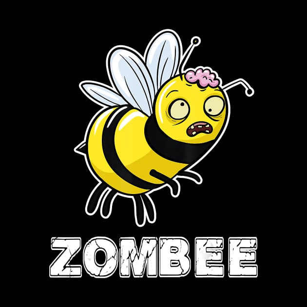 Funny Zombee Pun Gift Halloween Zombie Bee by JaydeMargulies