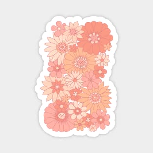 Retro Daisy Floral - Peach Magnet