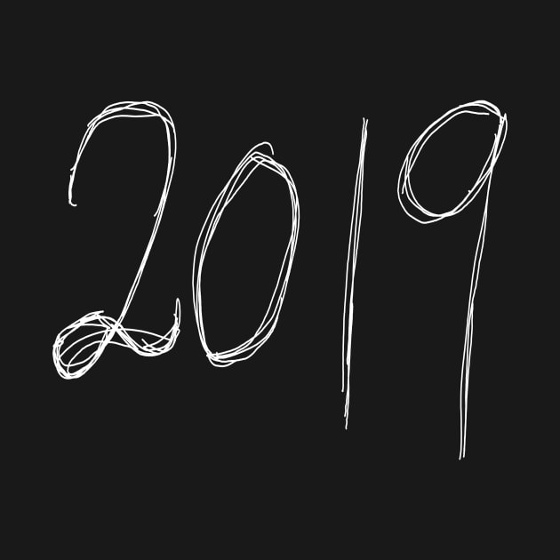 2019 Dark and Gritty Pen Text Year Number (white) by MacSquiddles