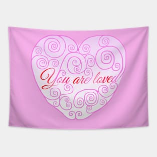 You Are Loved Swirly Heart Tapestry