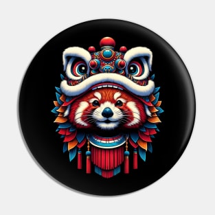 Lion Dance,Red Panda Lion Dance Pin