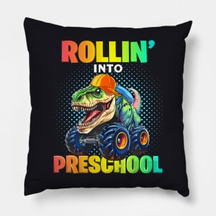 Preschool Dinosaur Monster Truck Back To School First Day Pillow