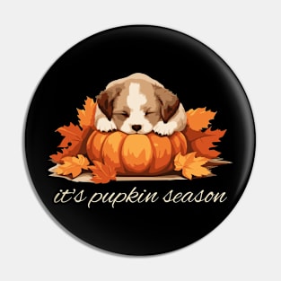 It's Pupkin Season Cute Pumpkin and Puppy Fall Vibes Pin