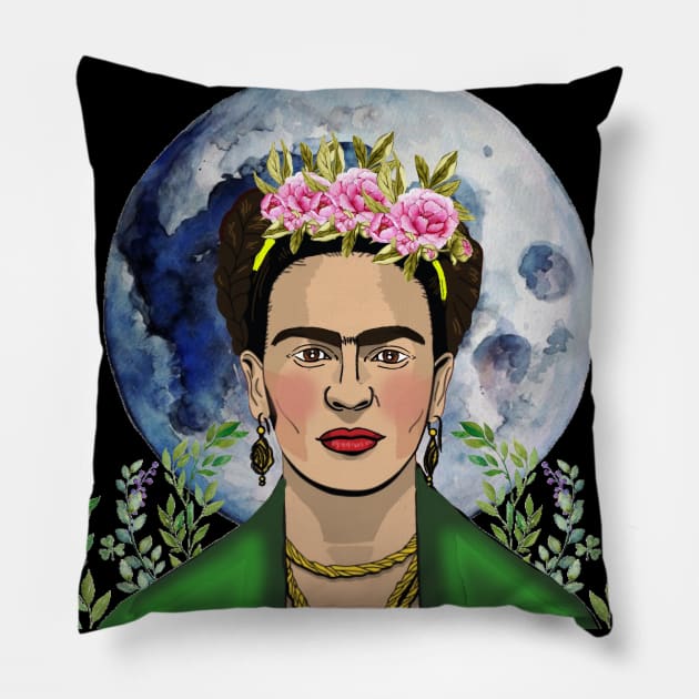 The Immortal Frida Kahlo Pillow by Art by Ergate