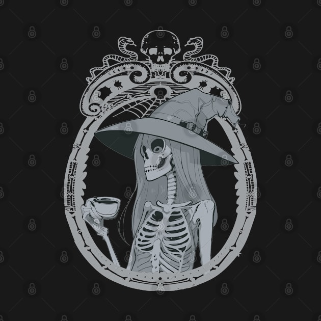 Skeleton women drinking coffee by PhiloArt