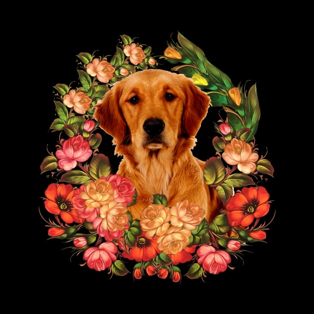 Golden Retriever Flower Bouquet by marisamegan8av