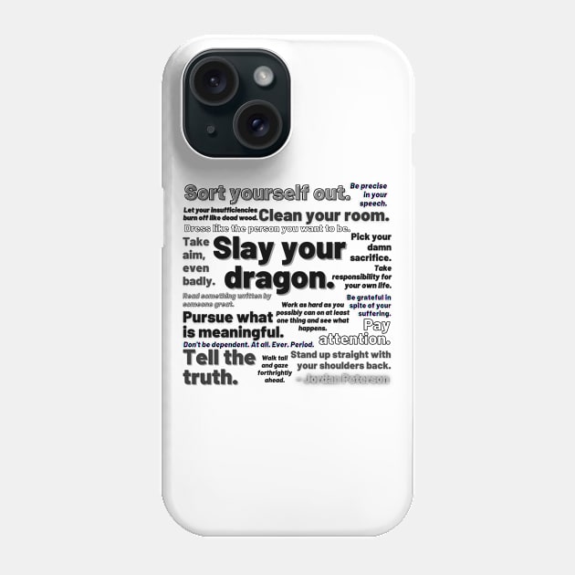 Designs for Warriors - Jordan Peterson Block Quote - Black text Phone Case by Underthespell