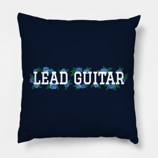 Lead Guitar Blue Roses and Leaves Pillow