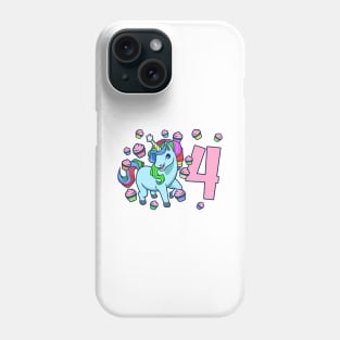 I am 4 with unicorn - girl birthday 4 years old Phone Case