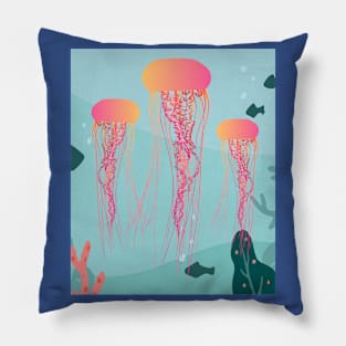 Colorful Luminous Jellyfish Sea Animals Pillow