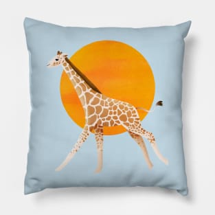 Giraffe and Sun | Color Illustration Pillow