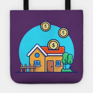 House with Gold Money Cartoon Tote