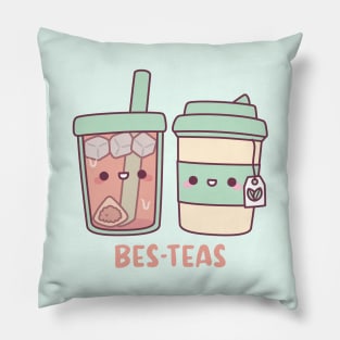 Cute Takeaway Ice and Hot Teas Bes Teas Besties Pillow