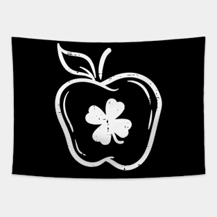 Apple Shamrock Clover Lucky St Patricks Day Teacher Tapestry