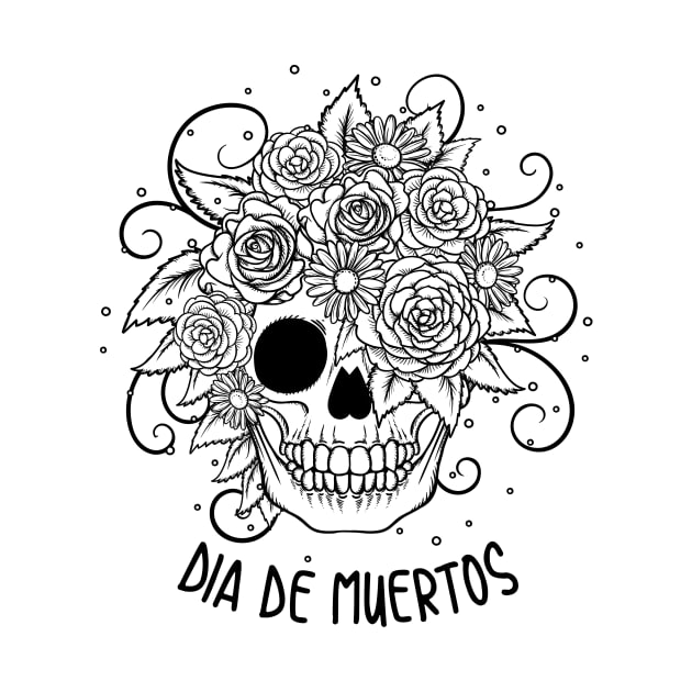 Dia de muertos - Skull design - Black and white design by verde