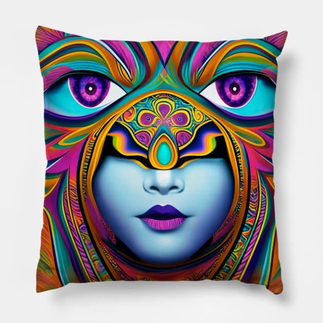 Dosed in the Machine (40) - Trippy Psychedelic Art Pillow by TheThirdEye