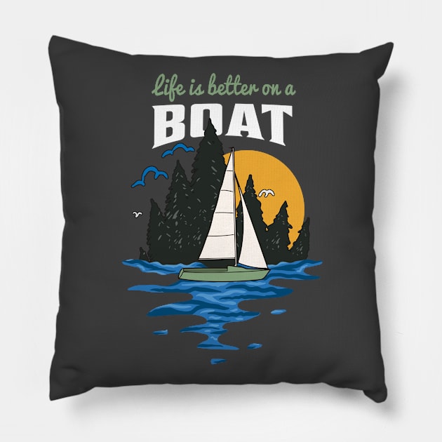 Sunset Sailboat Gift For Sailing Lovers Pillow by USProudness