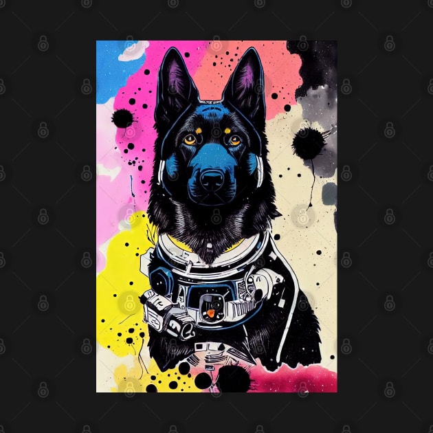 Astronaut black german shepherd by etherElric