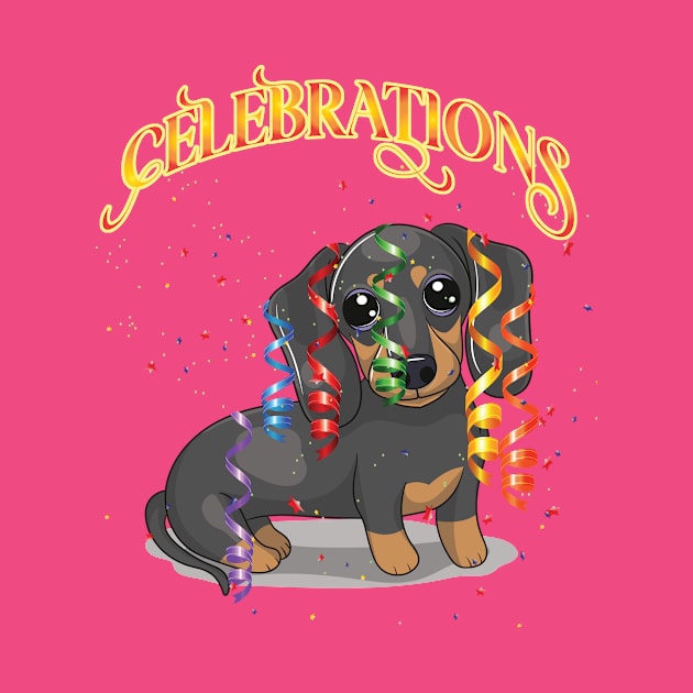 Celebrations dachshund dachsie sausage dog new year birthday party by Antzyzzz