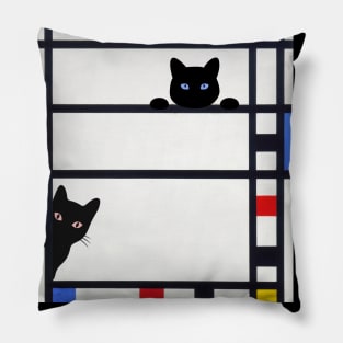 Mondrian Trafalgar Square with Cute Funny Cats Pillow