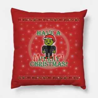 Have A Monster Christmas Pixel Frankenstein Monster! Pillow