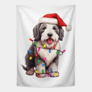 Christmas Old English Sheepdog Tapestry