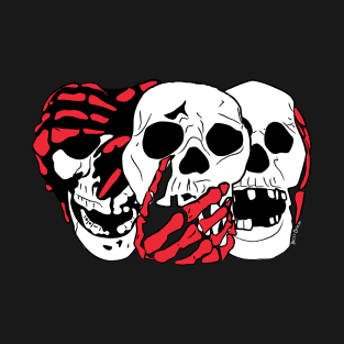 3 Skulls (w/red) T-Shirt