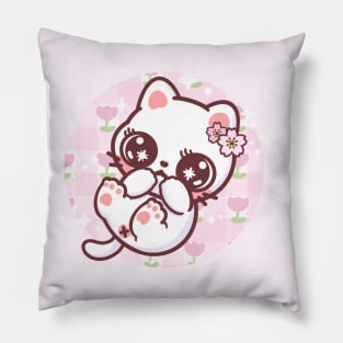 cute white neko Pillow